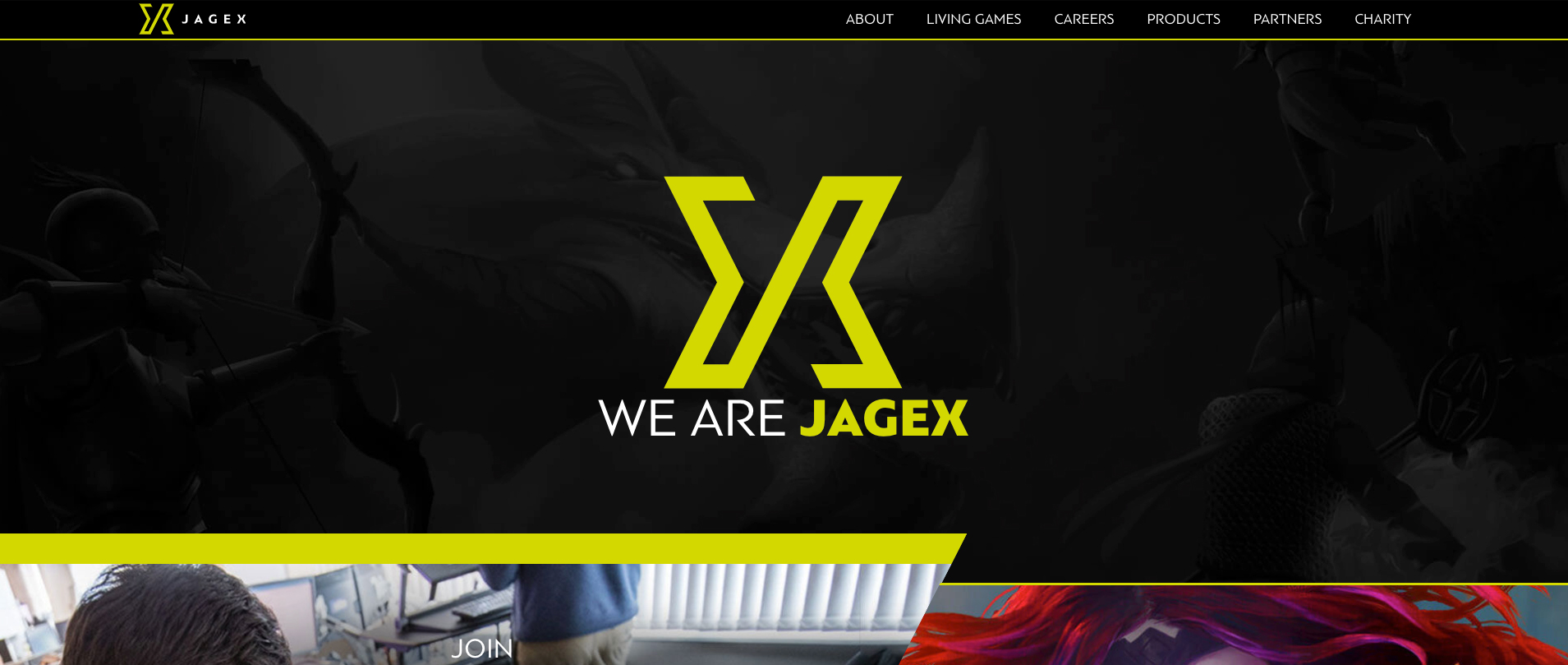 A screenshot of the Jagex home page